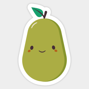 Green Pear Is Cute and Kawaii Sticker